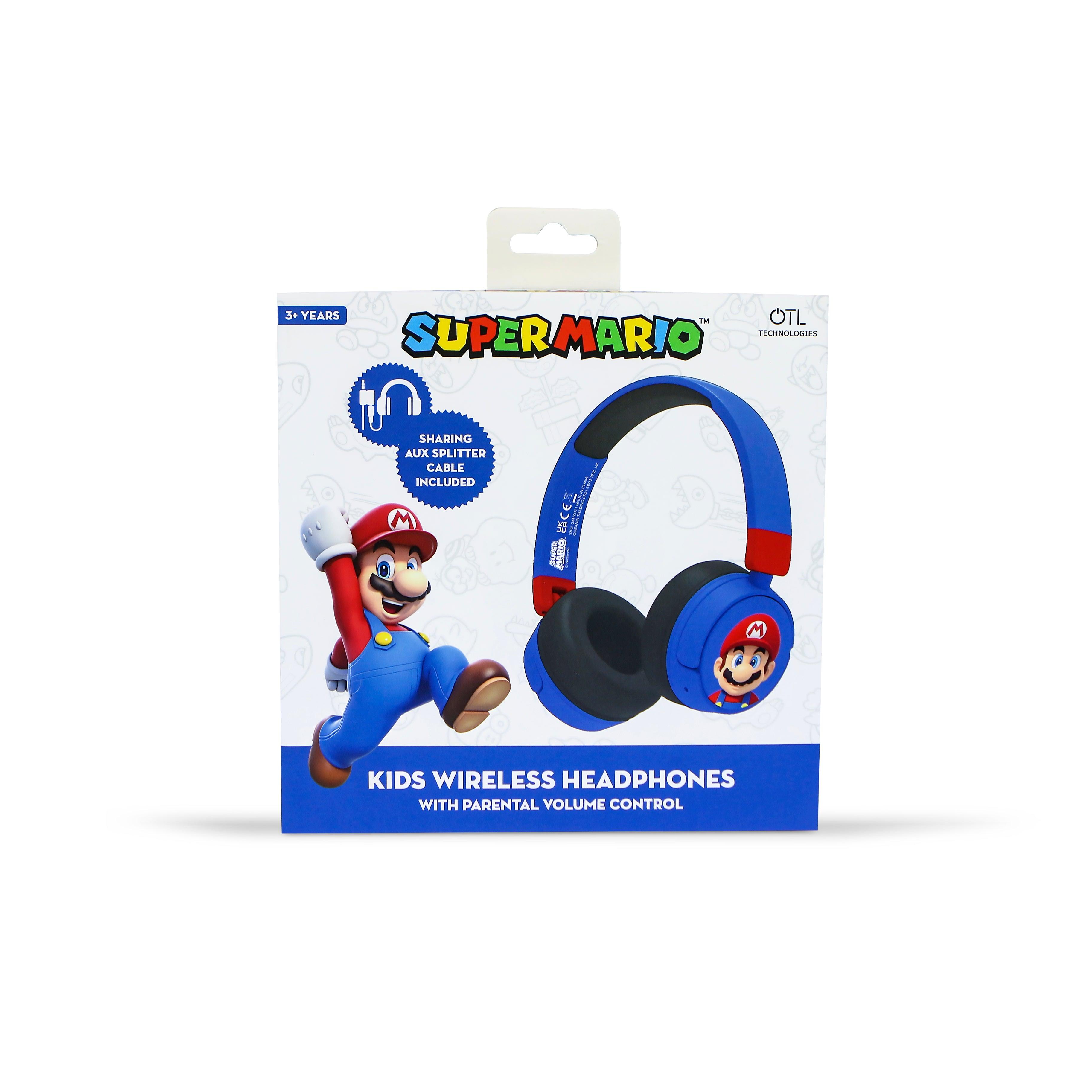 Super Mario Kids Wireless Headphones - Blue - childrensheadphones.co.uk