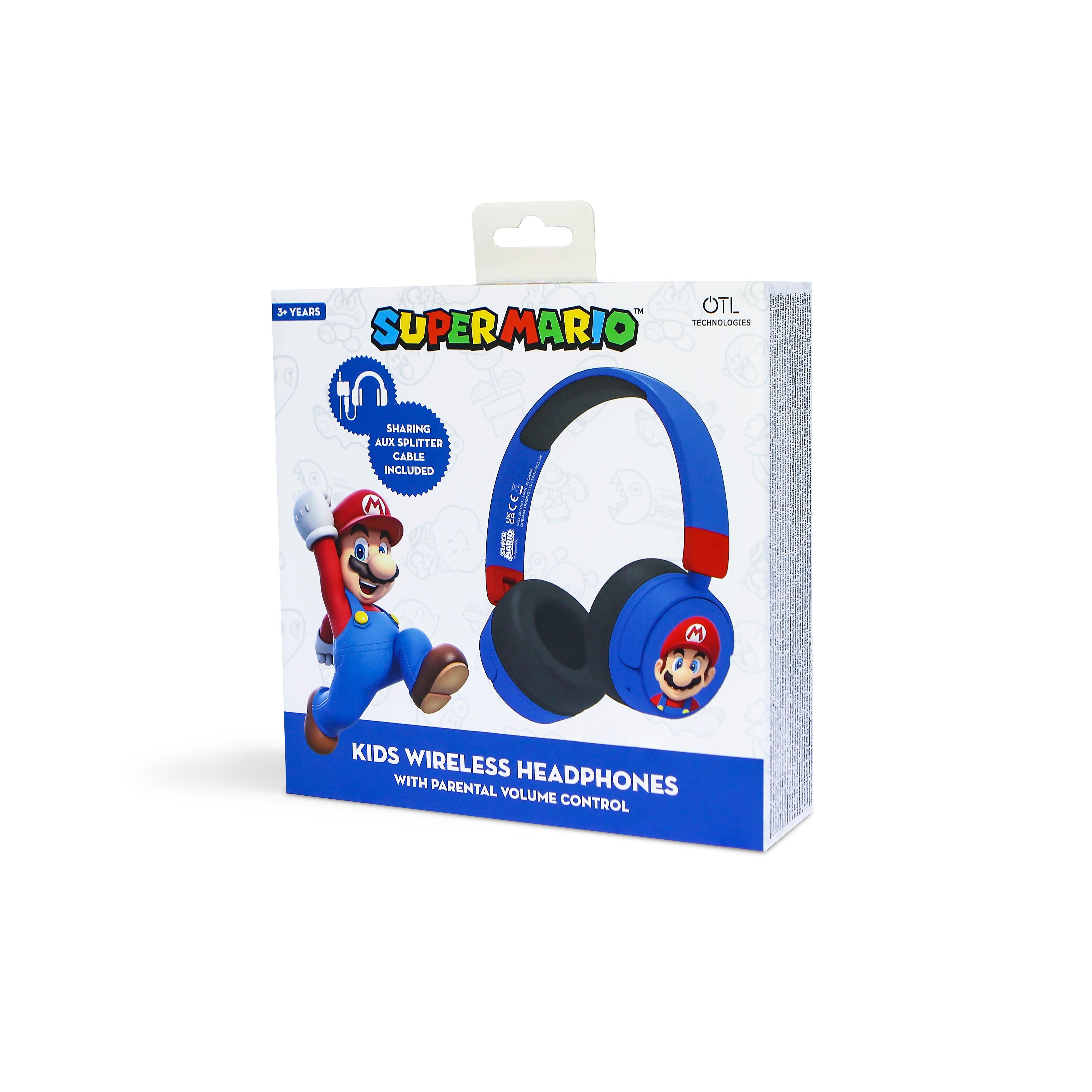 Super Mario Kids Wireless Headphones - Blue - childrensheadphones.co.uk