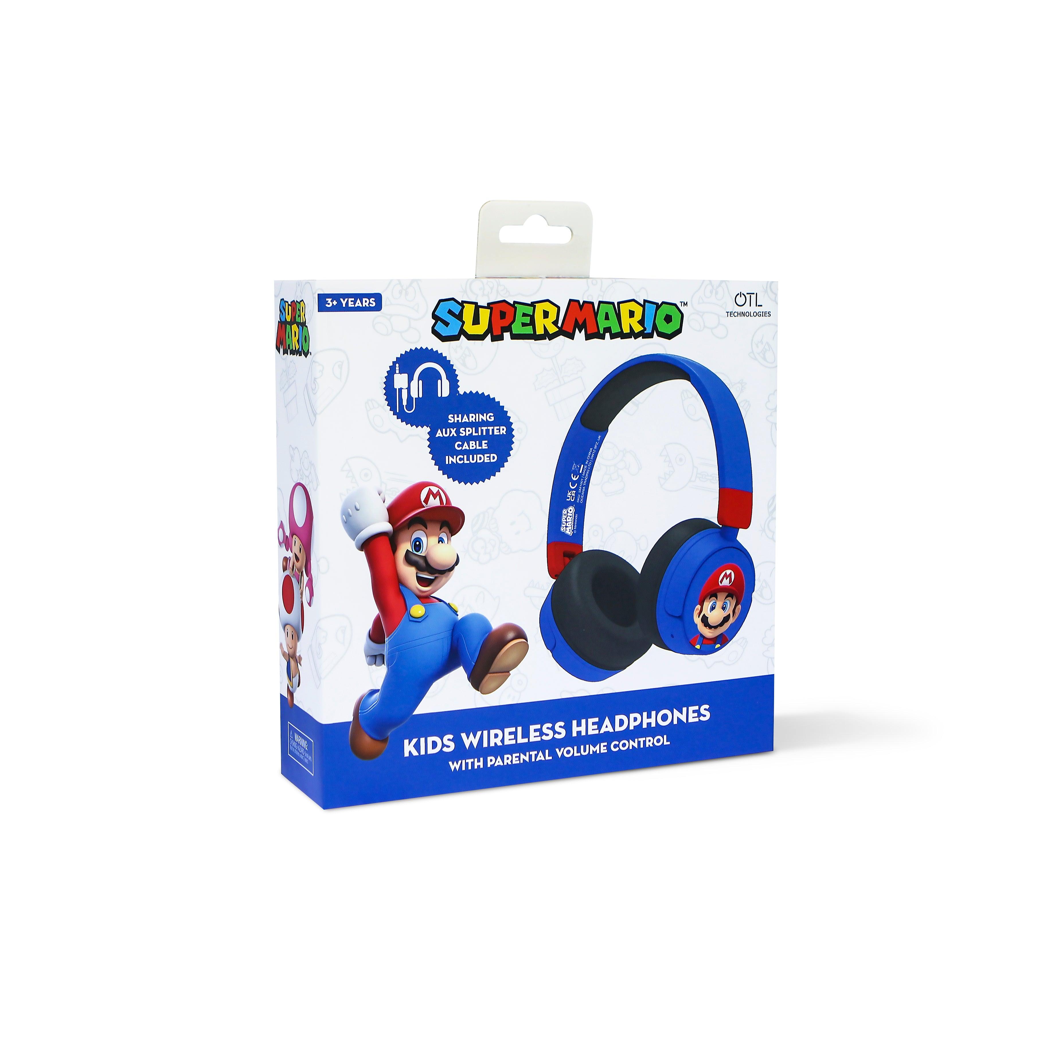 Super Mario Kids Wireless Headphones - Blue - childrensheadphones.co.uk