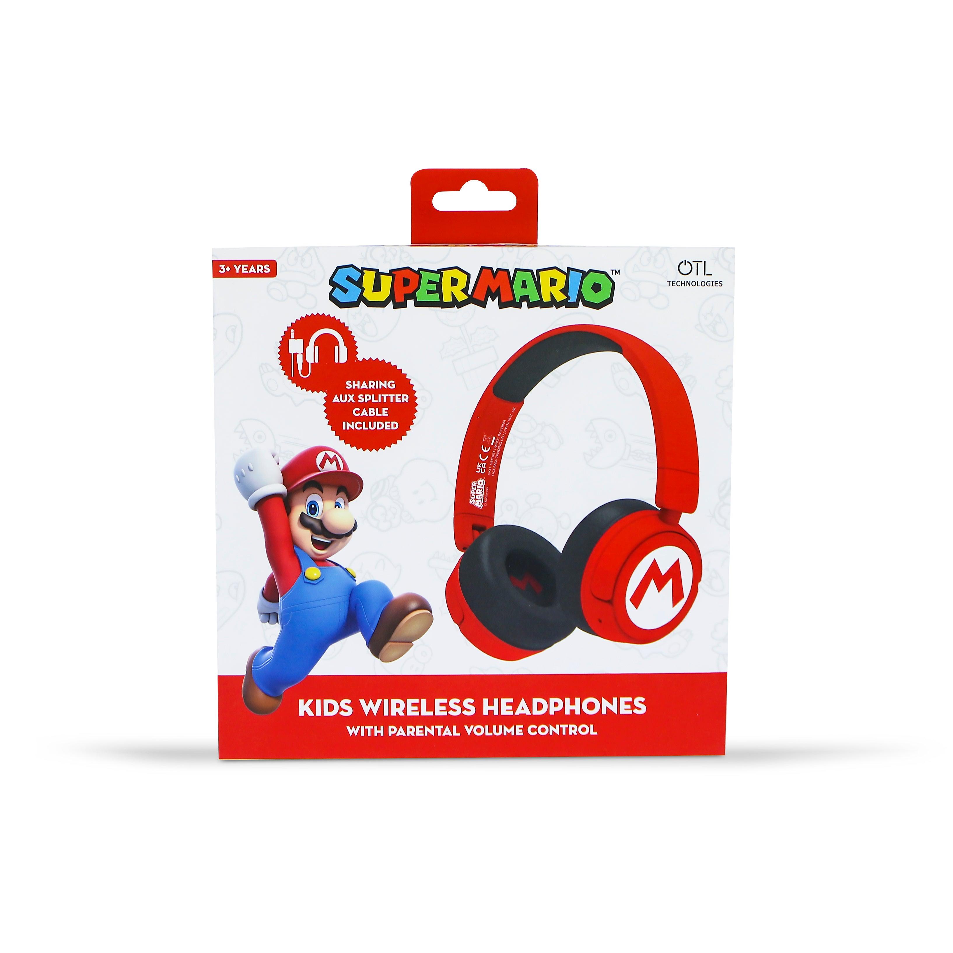 Super Mario Kids Wireless Headphones - Red - childrensheadphones.co.uk