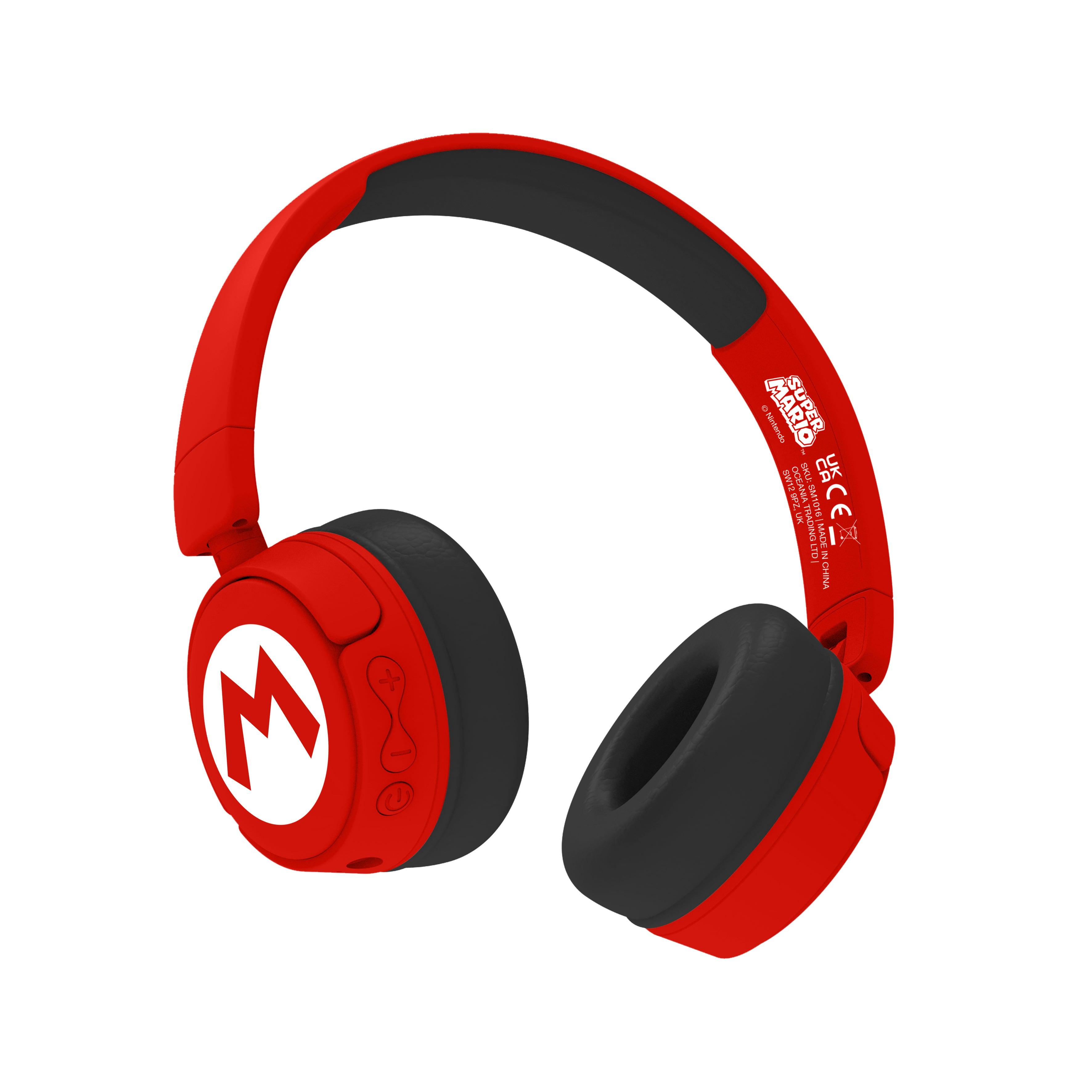 Super Mario Kids Wireless Headphones - Red - childrensheadphones.co.uk