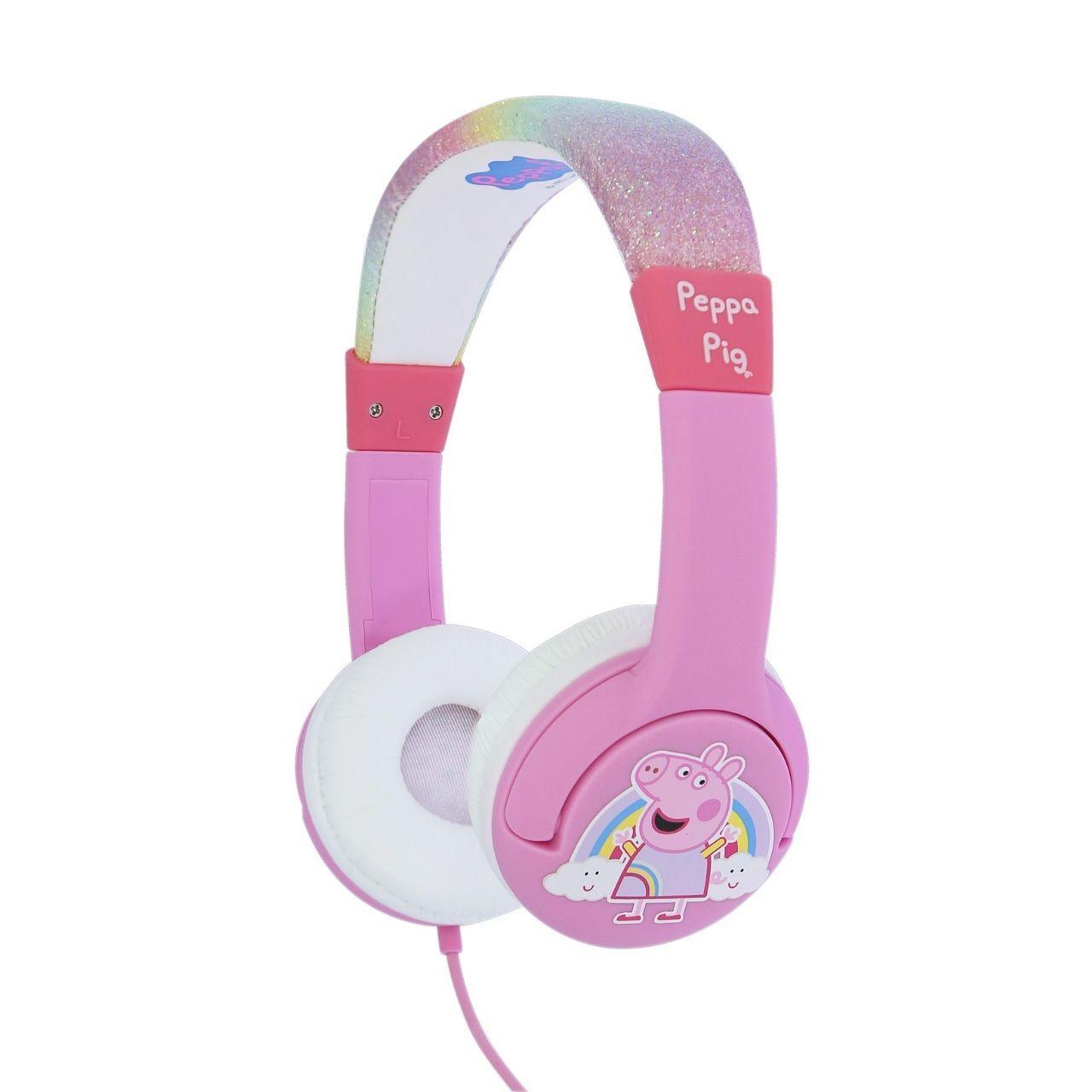 Peppa Pig Glitter Rainbow Peppa Pink Kids Headphones - childrensheadphones.co.uk