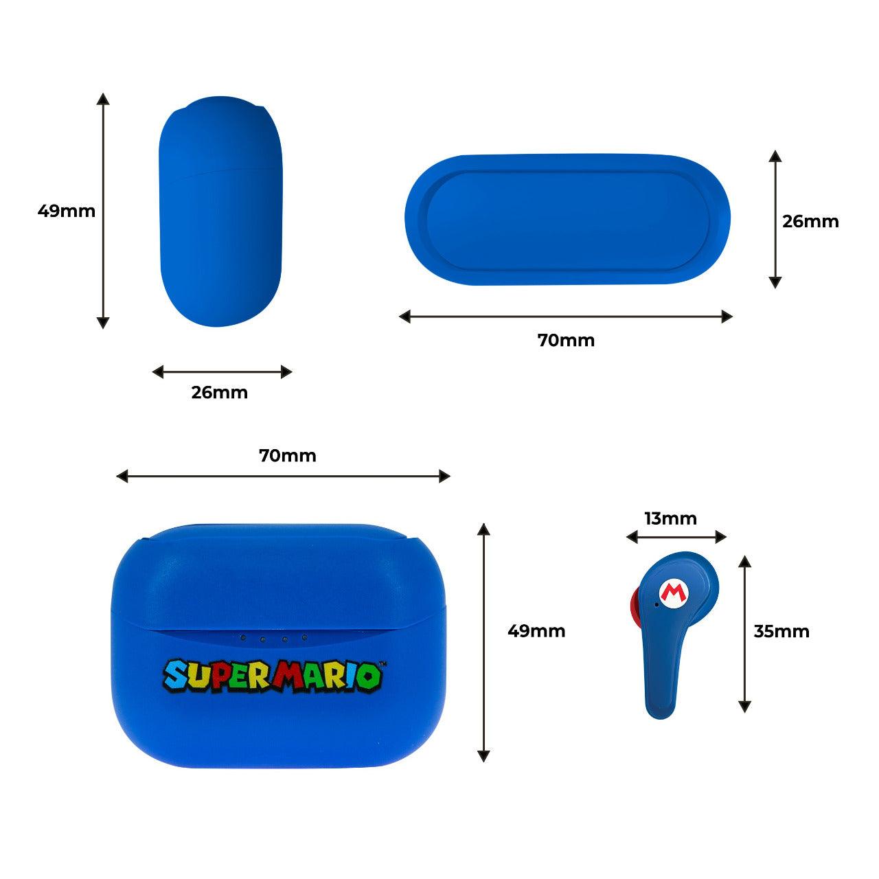 Nintendo Super Mario TWS Earphones Blue - childrensheadphones.co.uk